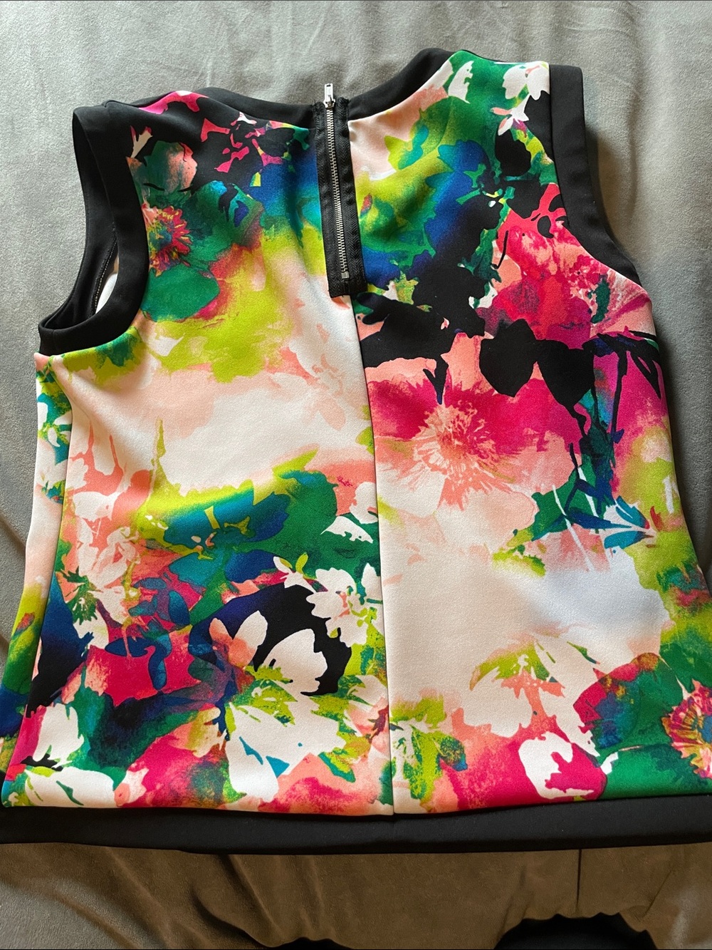 Worthington Floral Print Tank Top - Black, Pink, Green, White - Picture 6 of 8